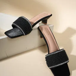 MOZAFIA Women Embellished Leather Block Sandals-image-41