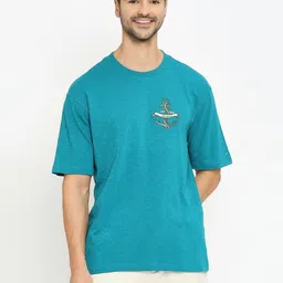 Basics Men Graphic Printed Round Neck Cotton Slim Fit T-shirt-image-81