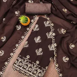 MANVAA Floral Sequinned Embroidered Organza Unstitched Dress Material-picture-38