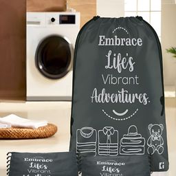 Aura Grey & White 12 Pieces Typography Printed Water Resistant Multi-Utility Organisers-9