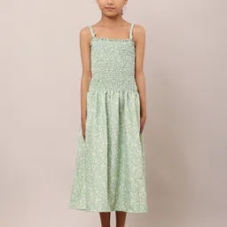 Moda Rapido Girls Floral Printed Shoulder Straps Fit & Flare Midi Dress-image-100
