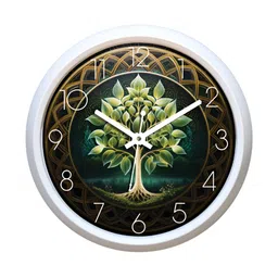Aura Green & White Printed Contemporary Wall Clock-14