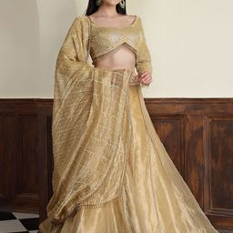 MILU MADAN Embroidered Sequnnied Tissue Ready to Wear Lehenga & Blouse With Dupatta-picture-48