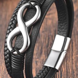 Roadster Men Leather Silver-Plated Wraparound Bracelet-picture-48