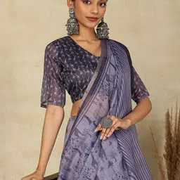 all about you Printed Daily Wear Saree with Matching Blouse image 3
