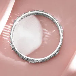 Rubans Set Of 2 Rhodium-Plated Cubic Zirconia Stones-Studded Bangles image 4