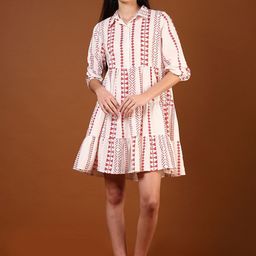 V-Mart Ethnic Printed Cotton Above Knee Ethnic Dress-picture-45
