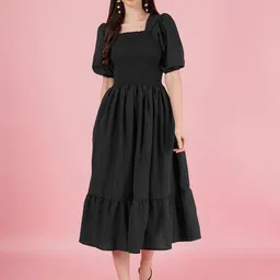 Jash Creation Puff Sleeve Fit & Flare Dress-picture-37