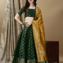 A TO Z CART Woven Design Zari Ready to Wear Lehenga & Unstitched Blouse With Dupatta-picture-28