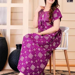 MAYA PRINT Embroidered Maxi Nightdress-image-96