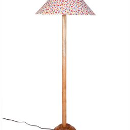 Devansh White Printed Conical Shape Floor Lamp With Wooden Base image 4