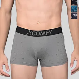 AMUL COMFY Men Pack Of 4 Printed Breathable Trunks-ACM101BTRNK-BL-GY-BK-PB-105-PO4-16
