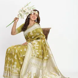 Astita Warli Woven Design Zari Saree with Traditional Butta Weaving Tassel Pallu image 2