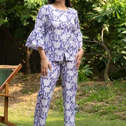 Moda Rapido Floral Printed Round Neck Pure Cotton Top With Trouser-picture-17