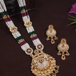 SGA FASHION Gold-Plated Stone-Studded & Beaded Jewellery Set-46
