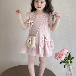LULU & SKY Girls Floral Applique Flutter Sleeves A-Line Dress-picture-0