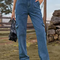 StyleCast Women Regular Fit High Rise Cargo Jeans-image-57