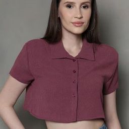 CORSICA Cotton Shirt Style Crop Top-image-71