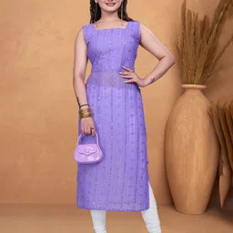 PARROT CREATION Sequins Embroidered Kurta-image-65