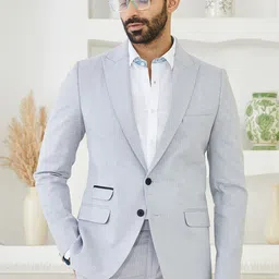 MR BUTTON Men Striped Tailored Fit Single-Breasted Blazer-picture-39