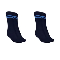 MUKHAKSH Pack of 2 Girls Kids Navy Blue with sky blue Stripes Calf Length Socks-picture-48