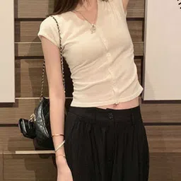 KPOP Women V-Neck Short Sleeves Top-picture-15