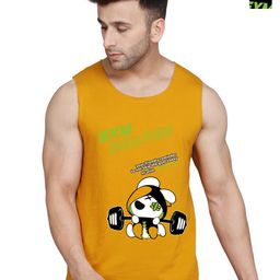 SLOWLORIS Pack Of 2 Printed Round Neck Bio-Wash Cotton Gym Vests-picture-1
