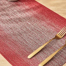 Home Centre Eden 6-Pcs Red & Grey-Melange Textured Rectangular Table Placemats image 1