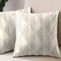 Aura White & Beige Set of 2 Abstract Square Cushion Covers-picture-3