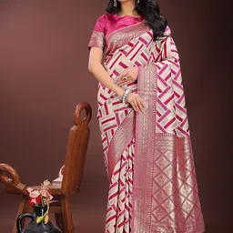 Astita Geometric Woven Design Zari Saree-31