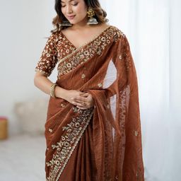Saree mall Sequinned Pure Chiffon Sarees-picture-4