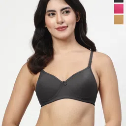 LILY mfruomalgWomen Pack of 3 T-shirt Full Coverage Lightly Padded Seamless Bra-18