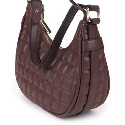 ODETTE Brown Leather Structured Hobo Bag image 2