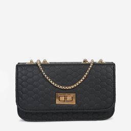 FARGO Black PU Structured Sling Bag with Quilted image 2