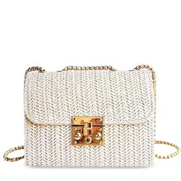 Diva Dale White Structured Sling Bag with Quilted image 2