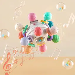 Soft Teeth Rattle Ball Toys, Classic Rattle and Teether Grasping Activity Teether-17