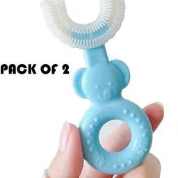 NewUShaped Bear Design Whitening Silicone Mouth Cleaning Toothbrush( pack of 2 ) Extra Soft Toothbrush-image-34
