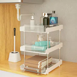 Kuber Industries White Set of 1 Regular Makeup Organiser Organisers-12