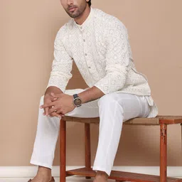 Anouk Men Floral Embroidered Regular Sequinned Kurta with Pyjamas-3