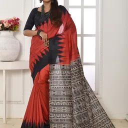 KALINI Printed Border Tussar Saree-picture-27