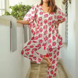 PHUTARI Printed Pure Cotton Top With Trousers Co-Ords-picture-0