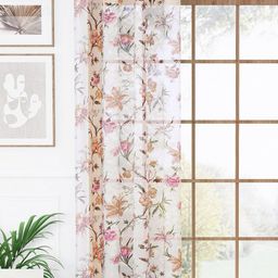 Story@home Cream-Coloured & Purple Floral Sheer Long Door Curtain-18
