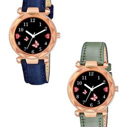 Gopal Shopcart Women Set of 2 Analogue Watches GR379RG BFly BLU Vel GRE L-image-83