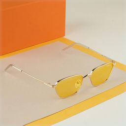 SUNGLASSIC Unisex Rectangle Sunglasses with UV Protected Lens Andreas-Gold-Yellow-60