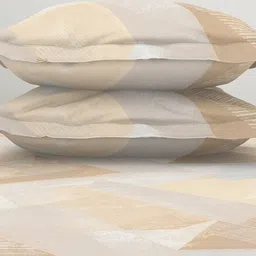 SPACES Beige & Cream-Coloured Geometric 130 TC Queen Bedsheet With 2 Pillow Covers image 4