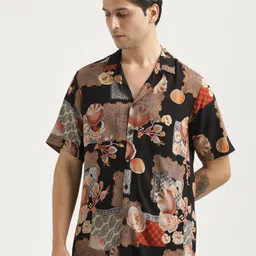 Blu MNKY Men Smart Fit Floral Printed Cuban Collar Casual Shirt-image-21