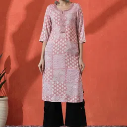 Sangria Floral Embroidered Calf Length Kurta-picture-31