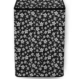 The Furnishing Tree Washing Machine Cover Floral Pattern Black Base Compatible for Whirlpool 7 Kg F-85