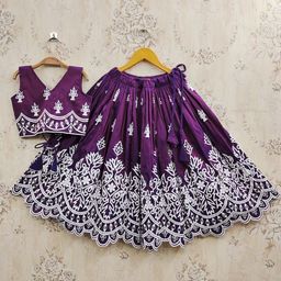 Helene Girls Embroidered Thread Work Ready to Wear Lehenga &-picture-11