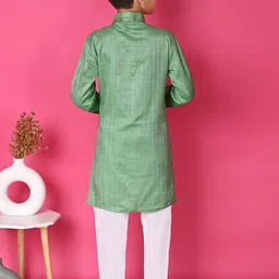 NFC CREATION Boys Embroidered Regular Sequinned Kurta with Pyjamas image 4